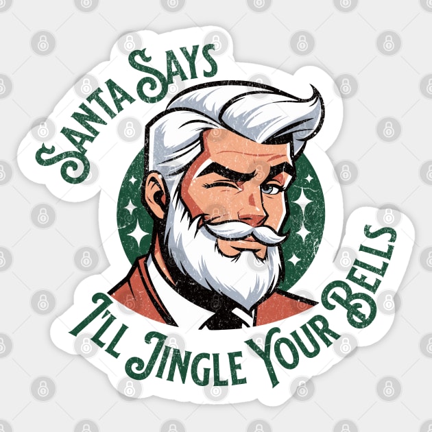 Sexy Santa Jingle Bells Christmas Handsome Santa Claus Sticker by Yesteeyear